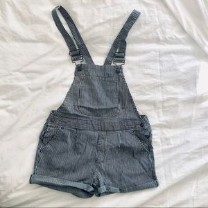 Striped overall shorts